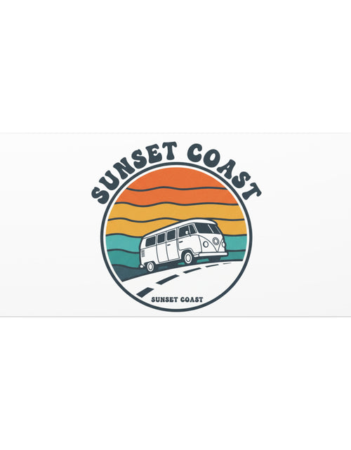 Load image into Gallery viewer, Sunset Coast Retro VW Bus Matte Canvas, 1970s Sunset Palm Poster | Vintage Surf Roadtrip
