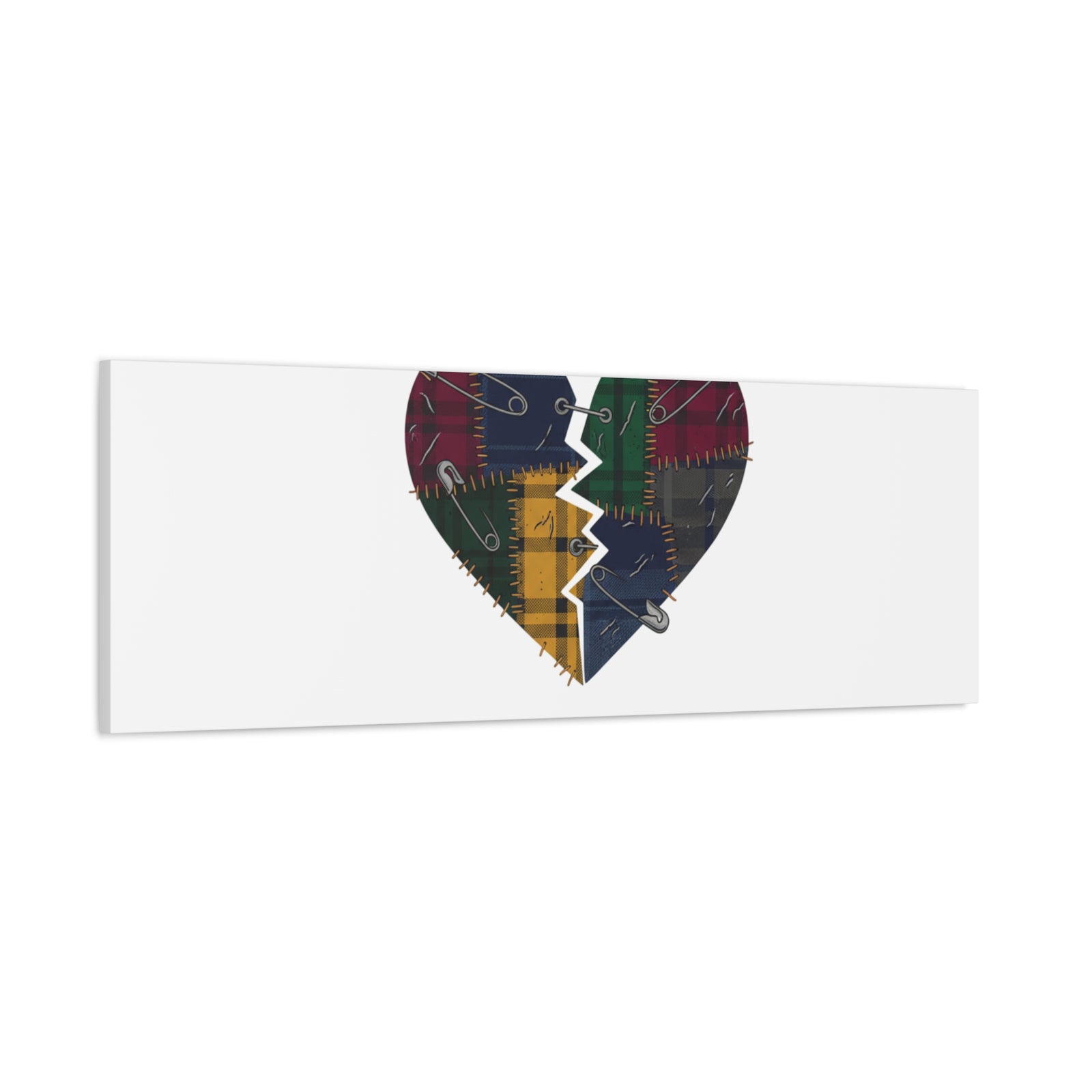 Plaid Patchwork Heart Canvas | Grunge Revival 90s Punk Wall Art