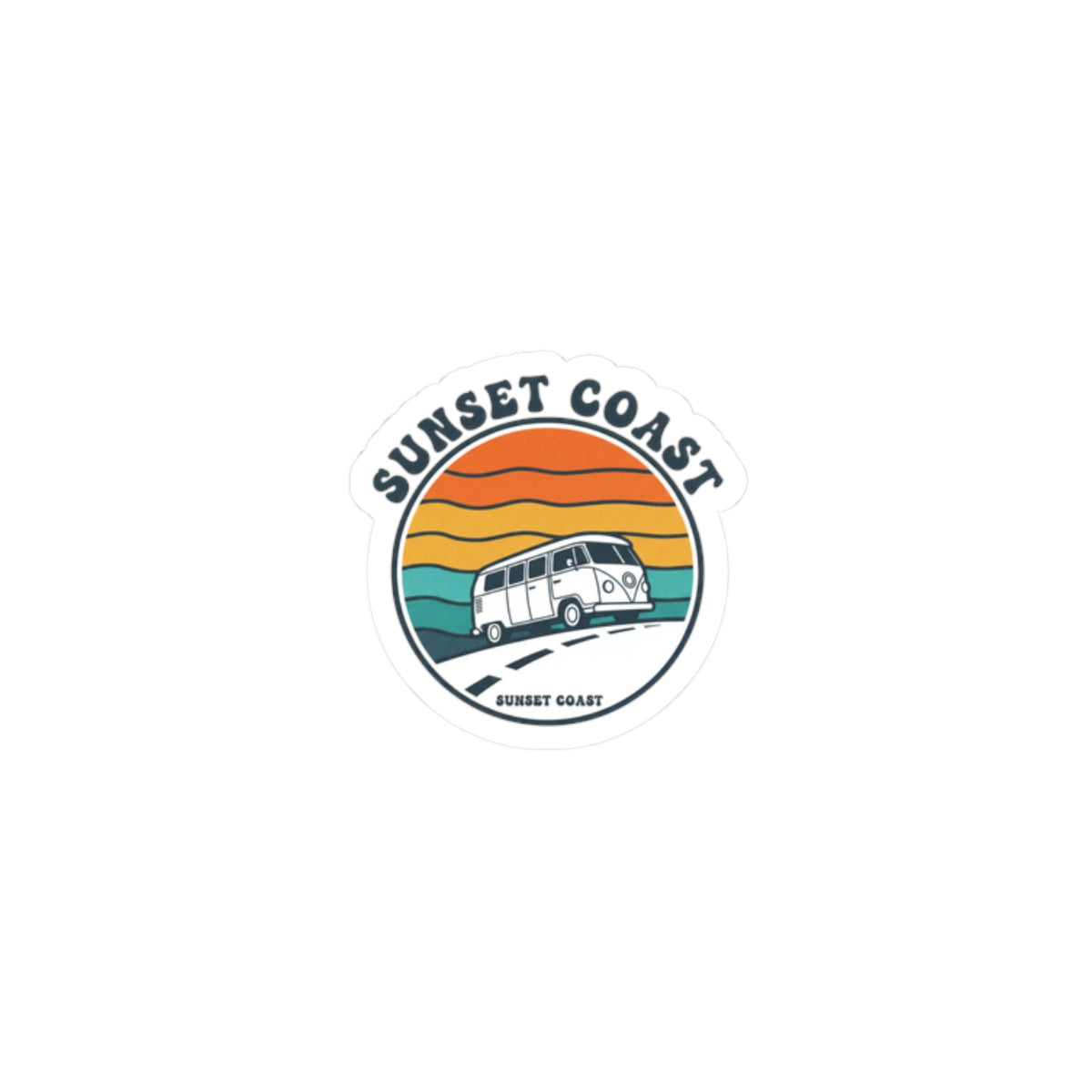 Sunset Coast Retro Van Sticker | 70s Sunset, Vintage Palm Graphic
