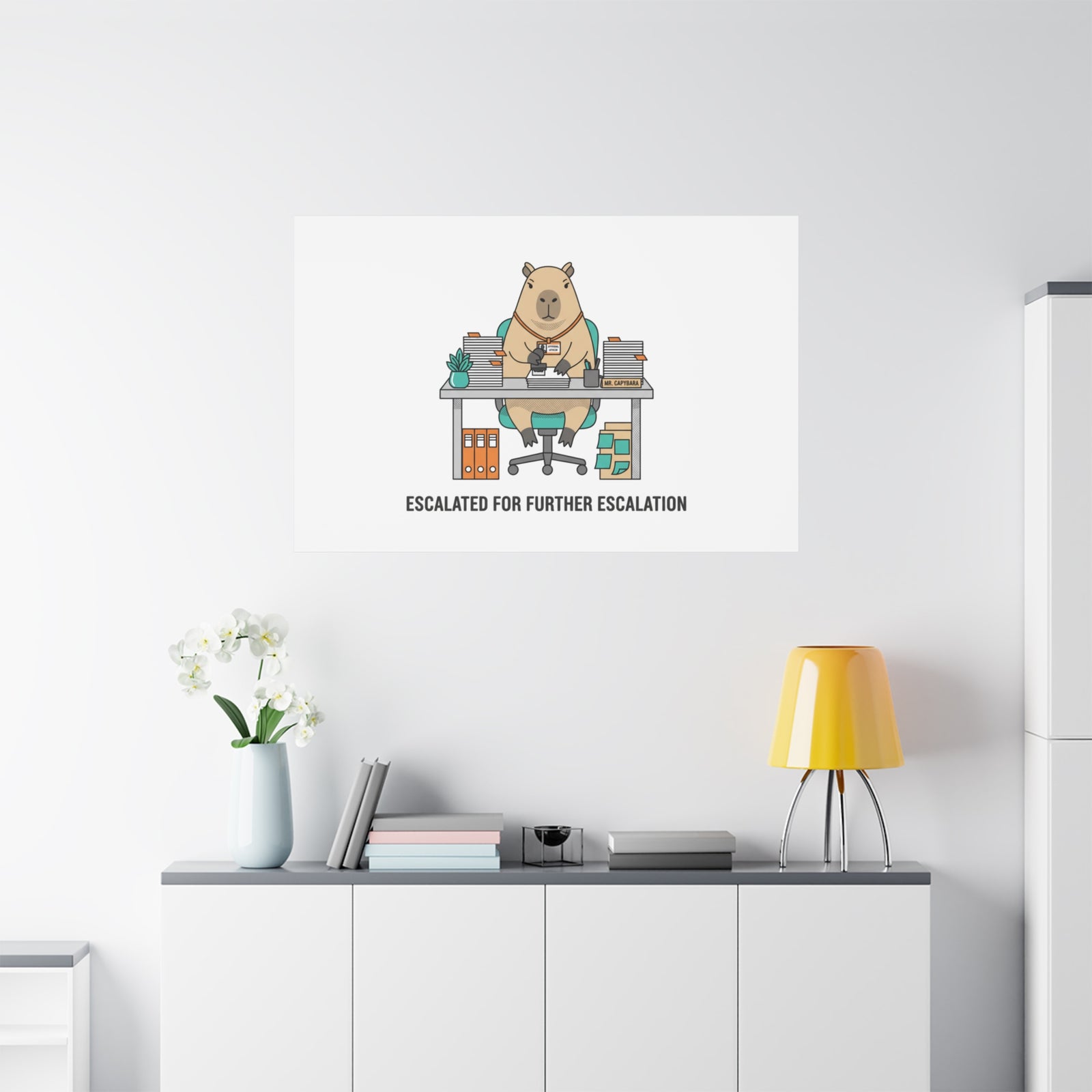 Escalated for Further Escalation Canvas | Unhinged Animal Bureaucracy, Office Animal Illustration
