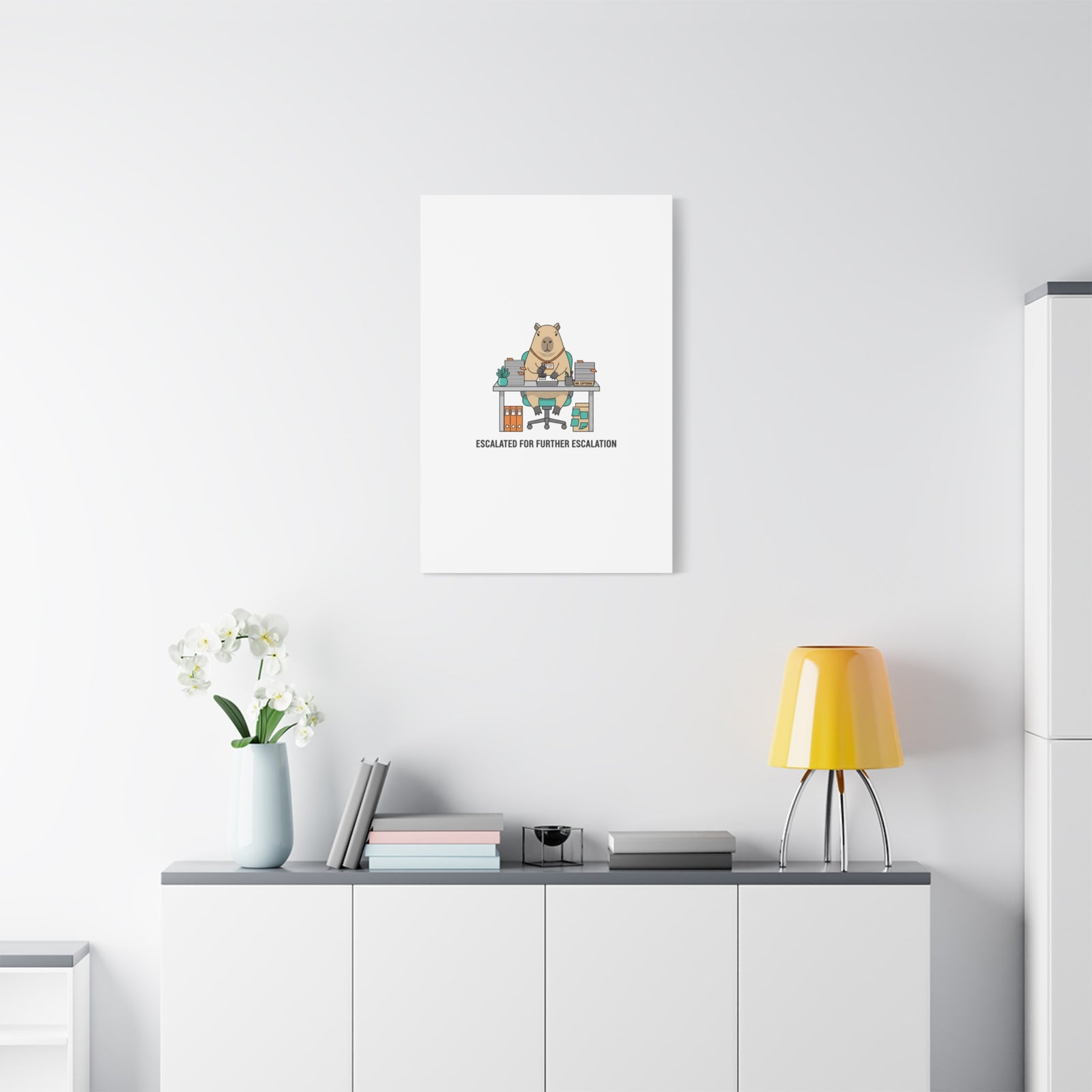 Escalated for Further Escalation Canvas | Unhinged Animal Bureaucracy, Office Animal Illustration