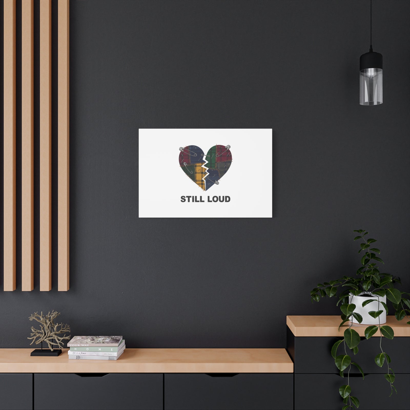Plaid Patchwork Heart Canvas | Grunge Revival 90s Punk Wall Art