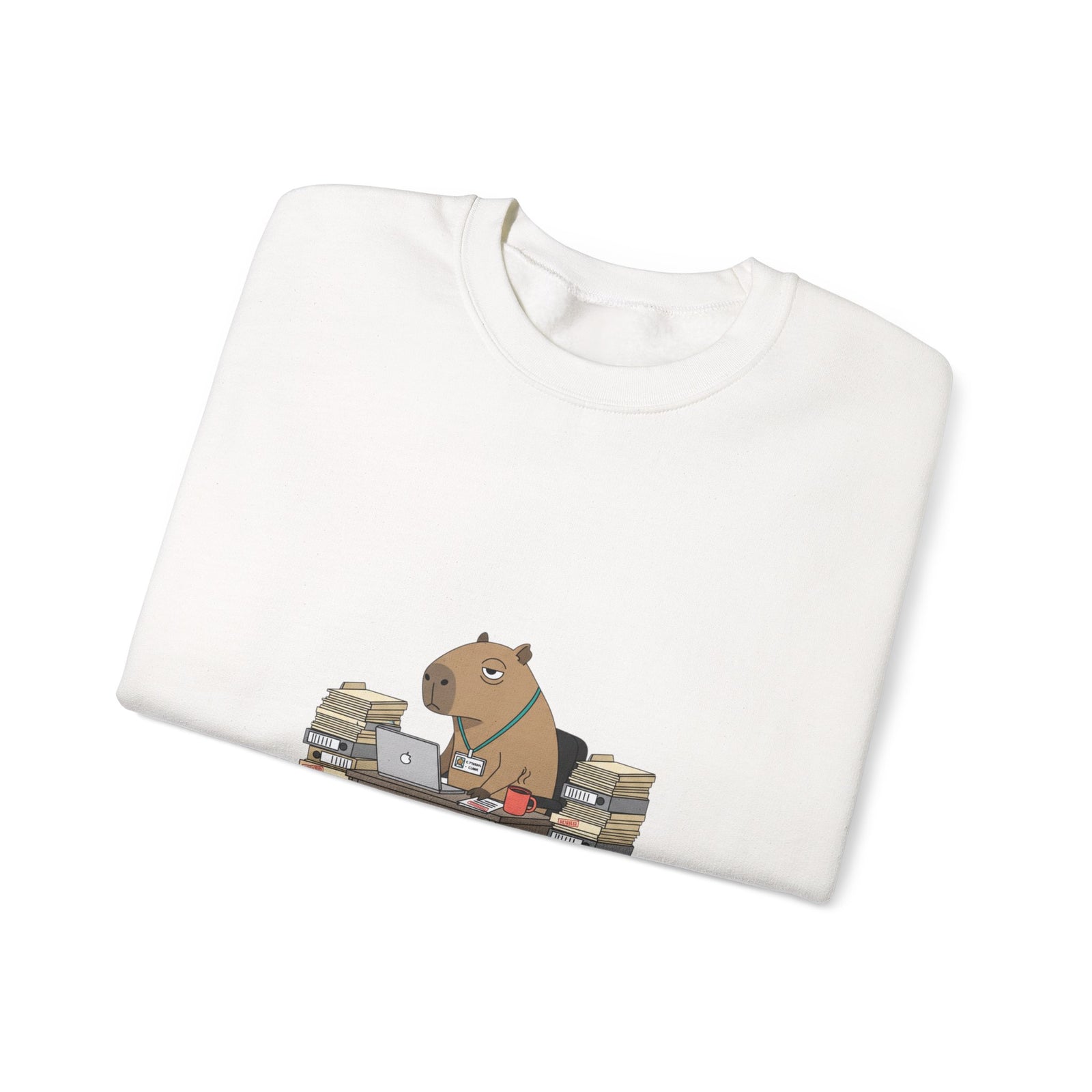 Status Pending Raccoon Desk Illustration Sweatshirt | Unhinged Animal Bureaucracy, office raccoon