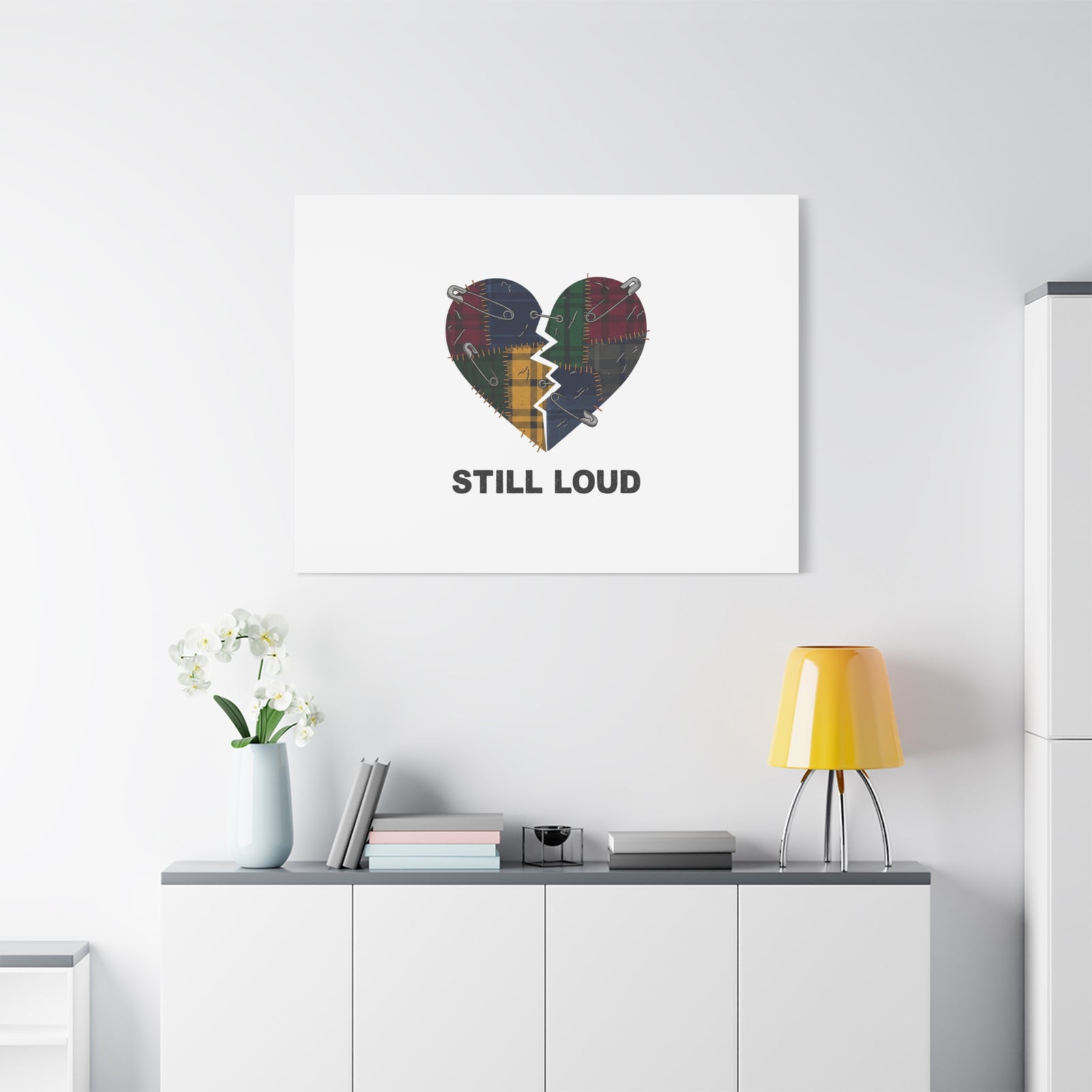 Plaid Patchwork Heart Canvas | Grunge Revival 90s Punk Wall Art