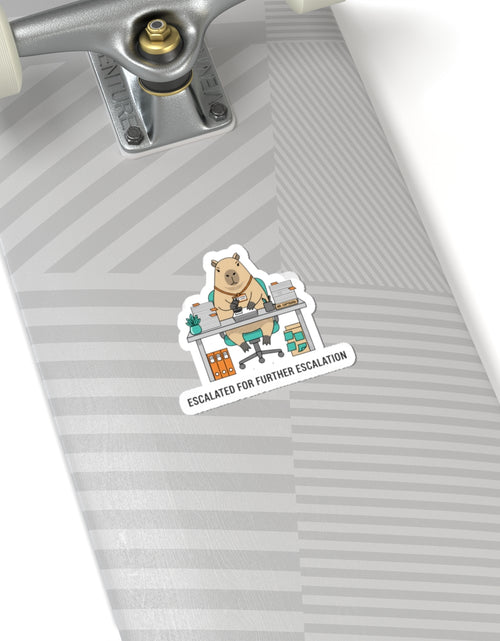 Load image into Gallery viewer, Escalated for Further Escalation Kiss-Cut Sticker | Unhinged Animal Bureaucracy, Office Bear Illustration
