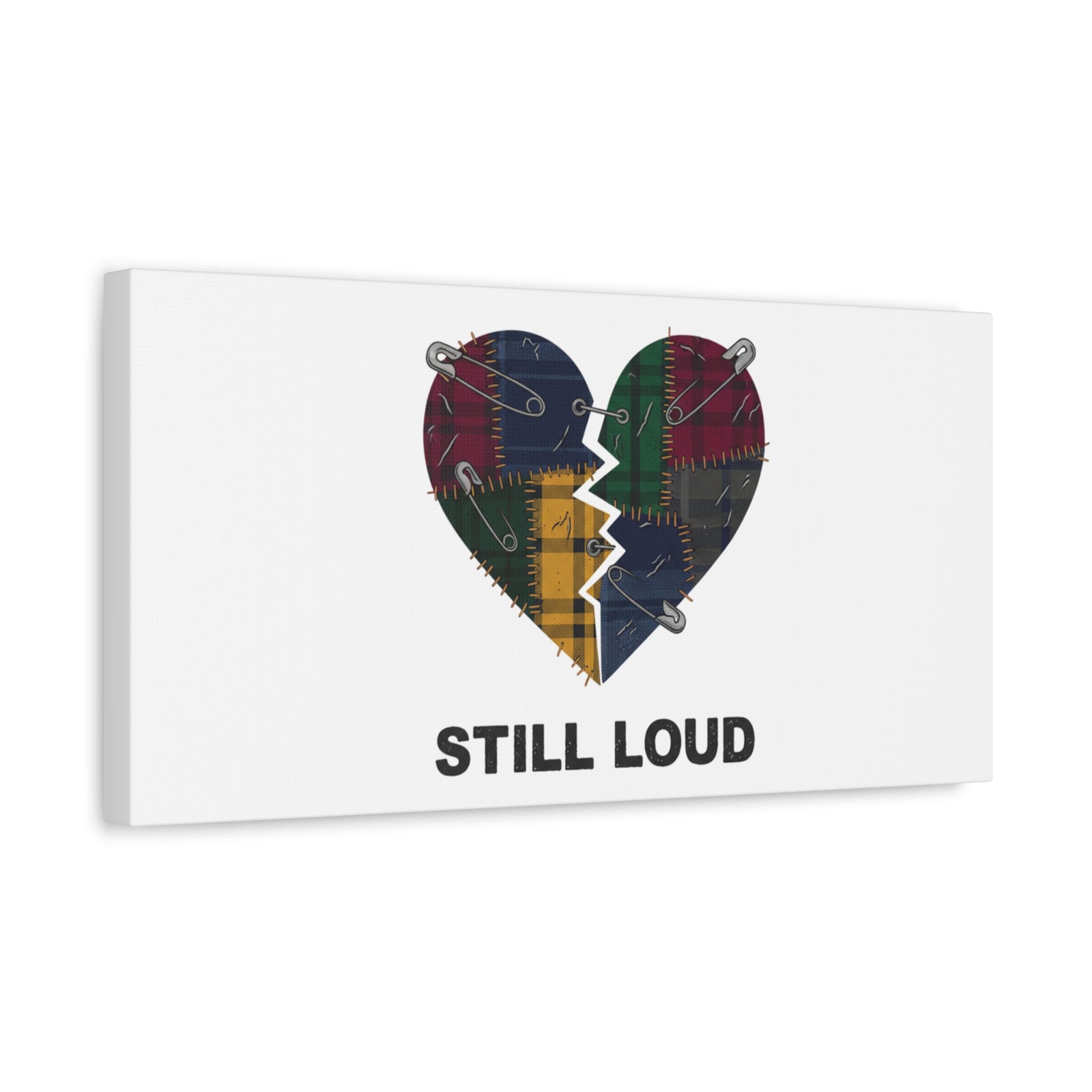 Plaid Patchwork Heart Canvas | Grunge Revival 90s Punk Wall Art
