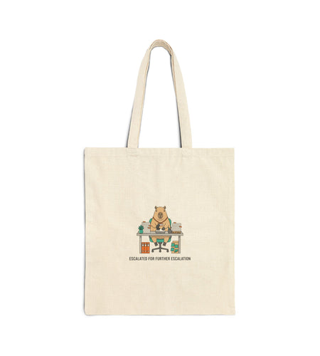 Bear Office Worker Tote, Unhinged Animal Bureaucracy, Deadpan Work Humor
