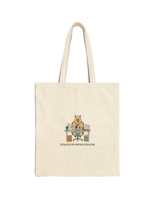 Load image into Gallery viewer, Bear Office Worker Tote, Unhinged Animal Bureaucracy, Deadpan Work Humor
