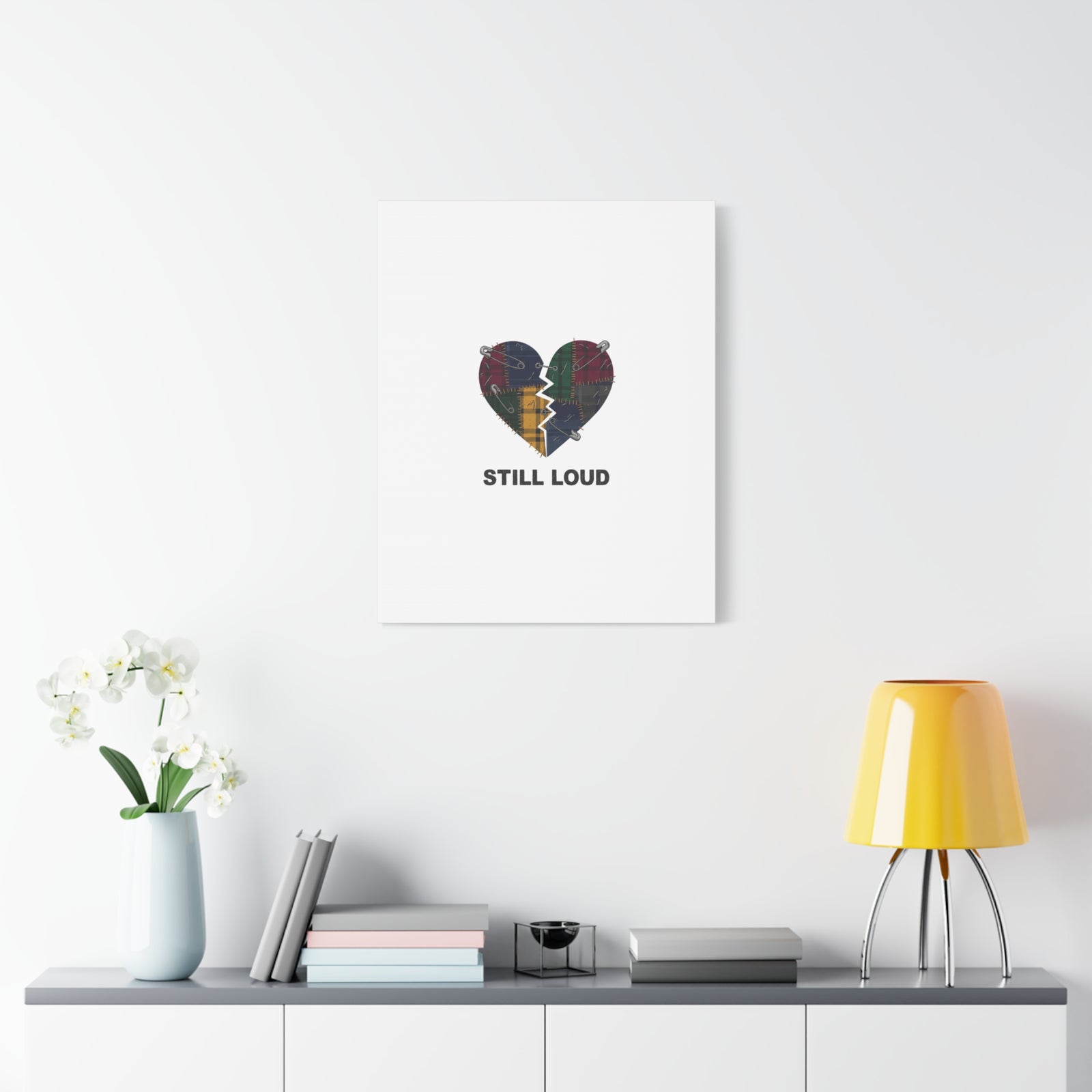 Plaid Patchwork Heart Canvas | Grunge Revival 90s Punk Wall Art