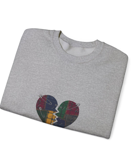 Load image into Gallery viewer, Plaid Broken Heart Crewneck Sweatshirt | Grunge Revival, 90s Flannel Aesthetic
