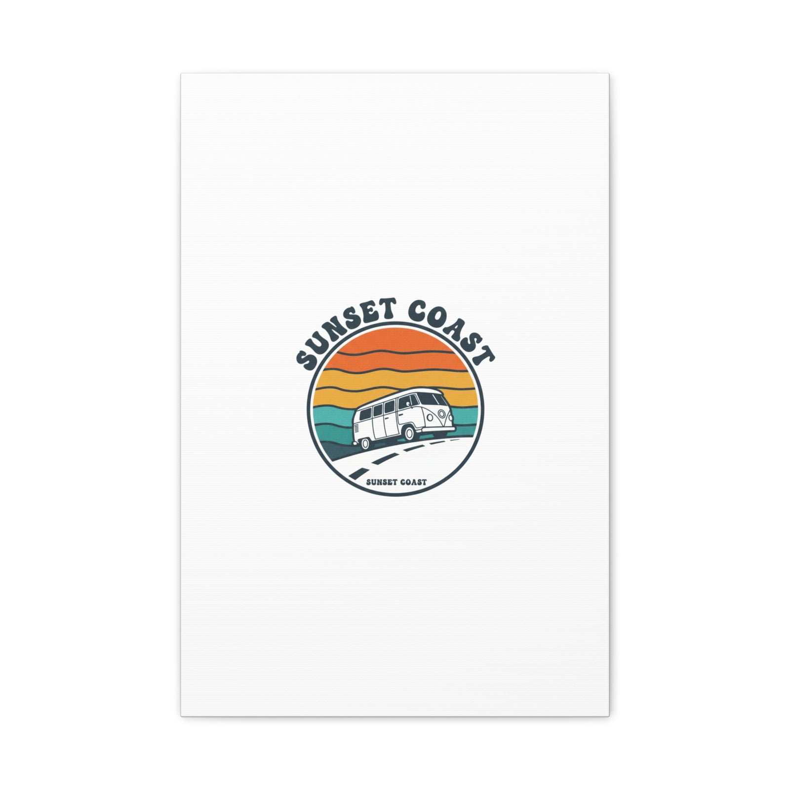 Sunset Coast Retro VW Bus Matte Canvas, 1970s Sunset Palm Poster | Vintage Surf Roadtrip