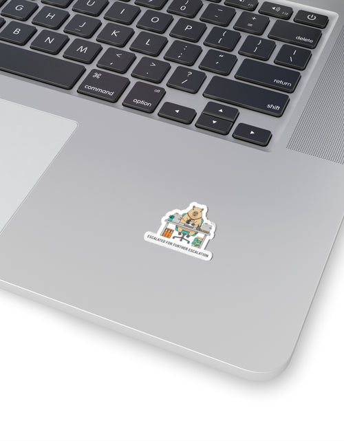 Load image into Gallery viewer, Escalated for Further Escalation Kiss-Cut Sticker | Unhinged Animal Bureaucracy, Office Bear Illustration
