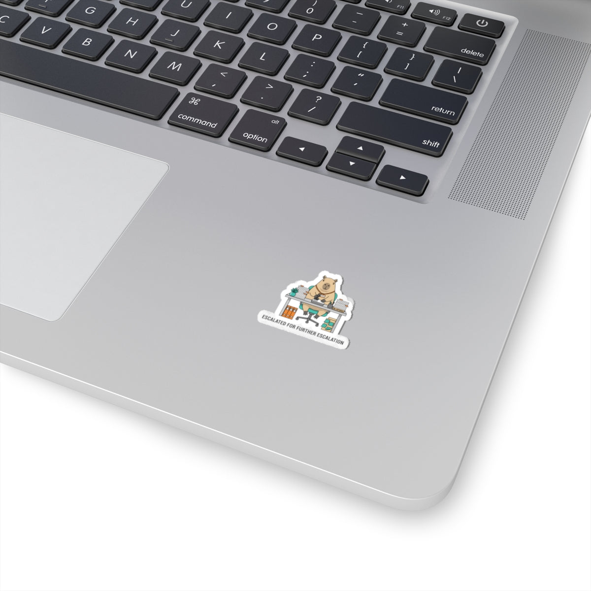 Escalated for Further Escalation Kiss-Cut Sticker | Unhinged Animal Bureaucracy, Office Bear Illustration