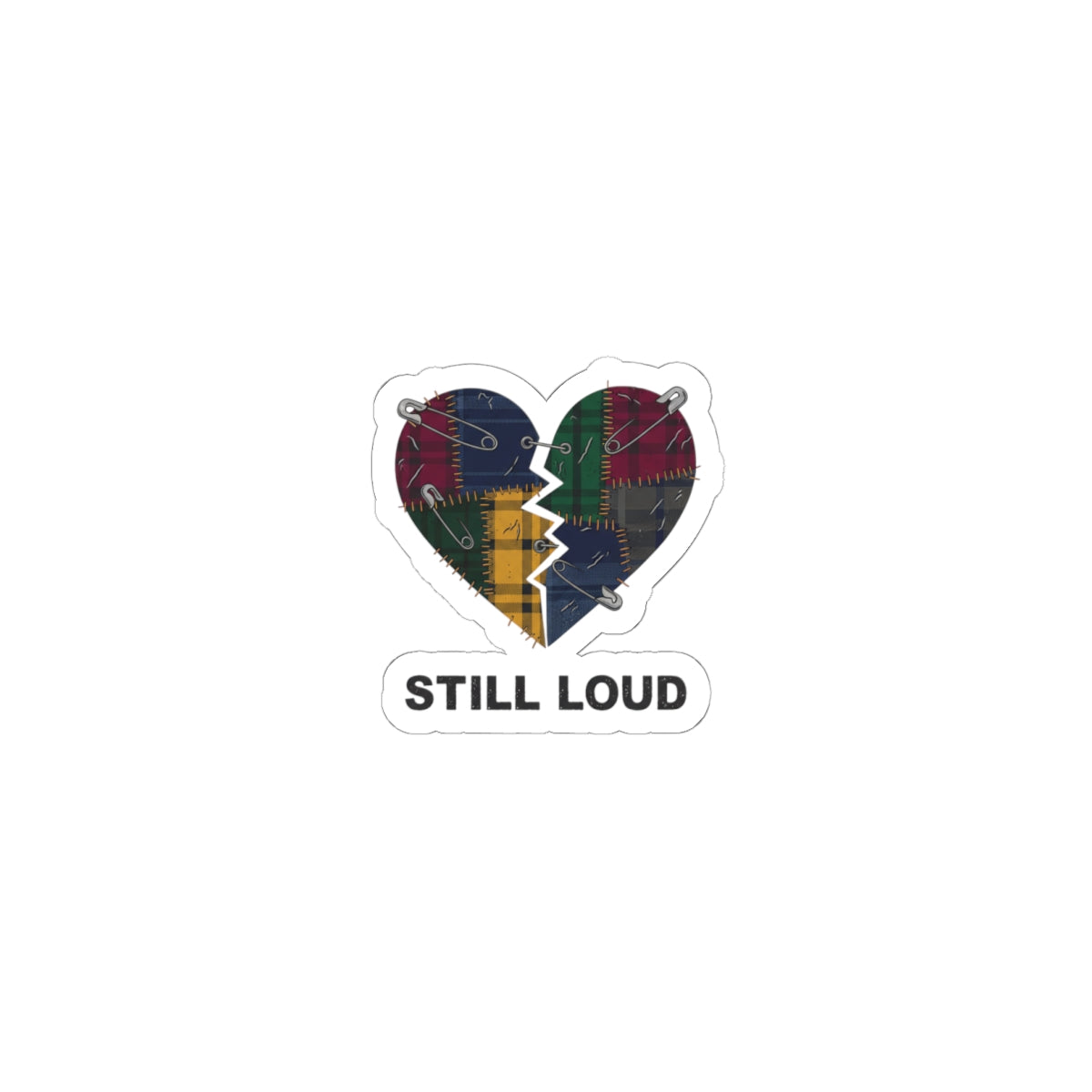 Still Loud Broken Heart Sticker | grunge plaid, 90s rock revival