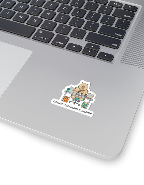 Load image into Gallery viewer, Escalated for Further Escalation Kiss-Cut Sticker | Unhinged Animal Bureaucracy, Office Bear Illustration
