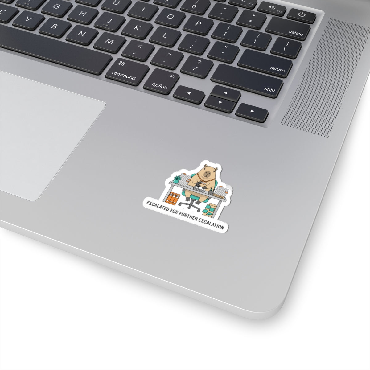 Escalated for Further Escalation Kiss-Cut Sticker | Unhinged Animal Bureaucracy, Office Bear Illustration