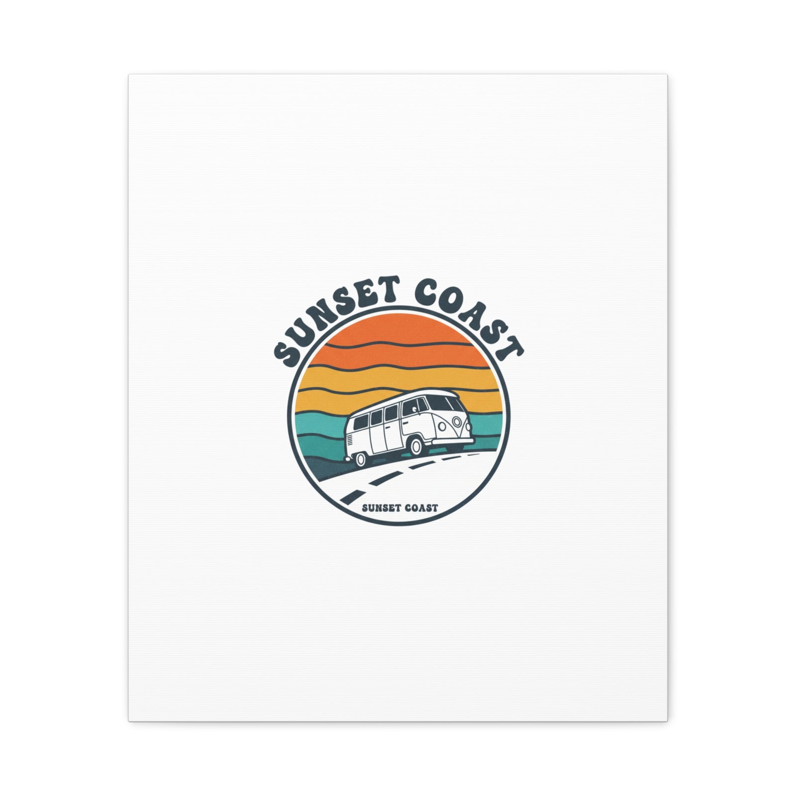 Sunset Coast Retro VW Bus Matte Canvas, 1970s Sunset Palm Poster | Vintage Surf Roadtrip