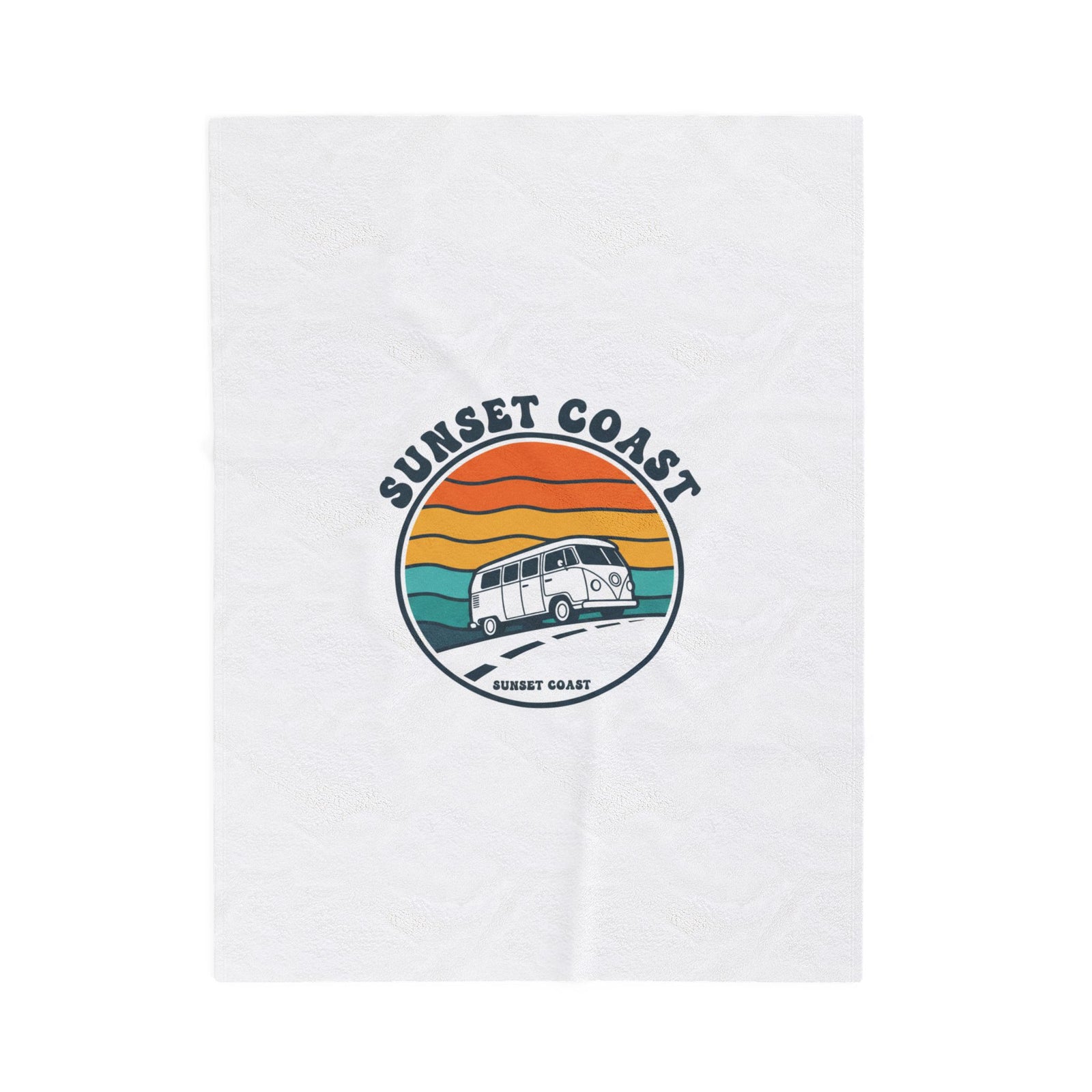 Sunset Coast VW Camper Blanket | 70s Sunset Retro Palm, Golden Hour Postcard