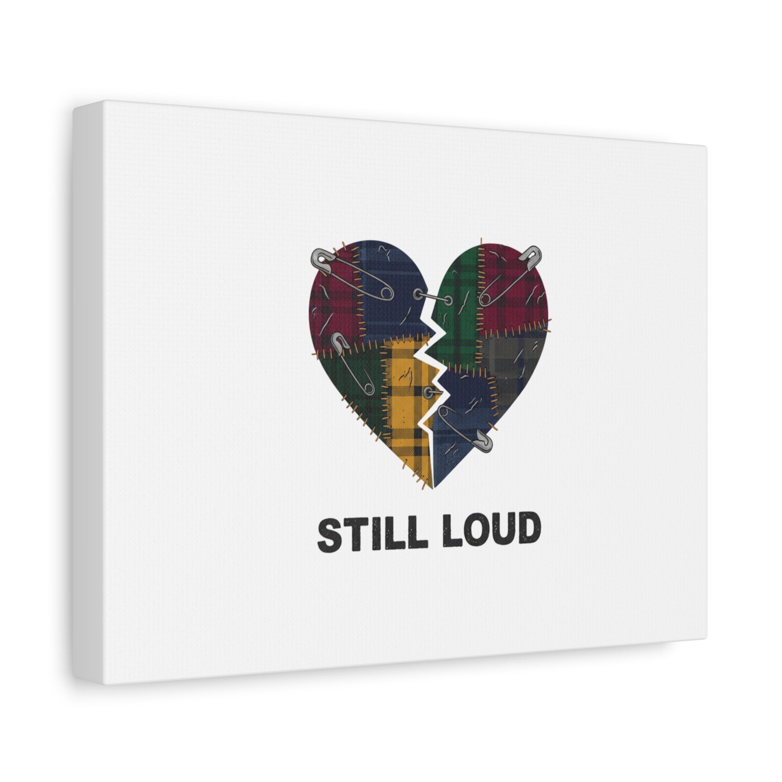 Plaid Patchwork Heart Canvas | Grunge Revival 90s Punk Wall Art