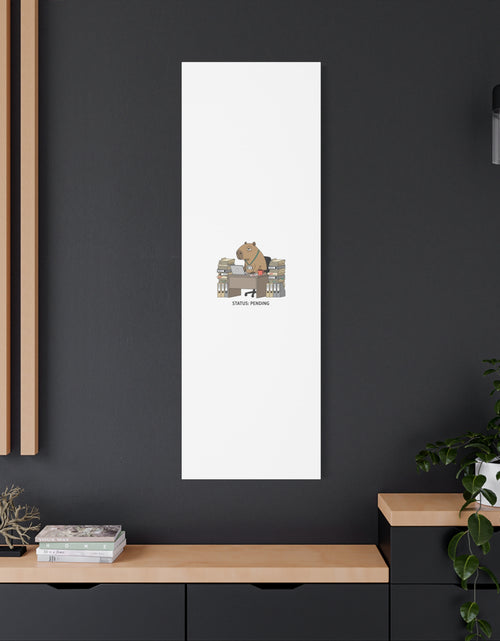 Load image into Gallery viewer, Status: Pending office capybara illustration Canvas | Unhinged Animal Bureaucracy, adulting animal art
