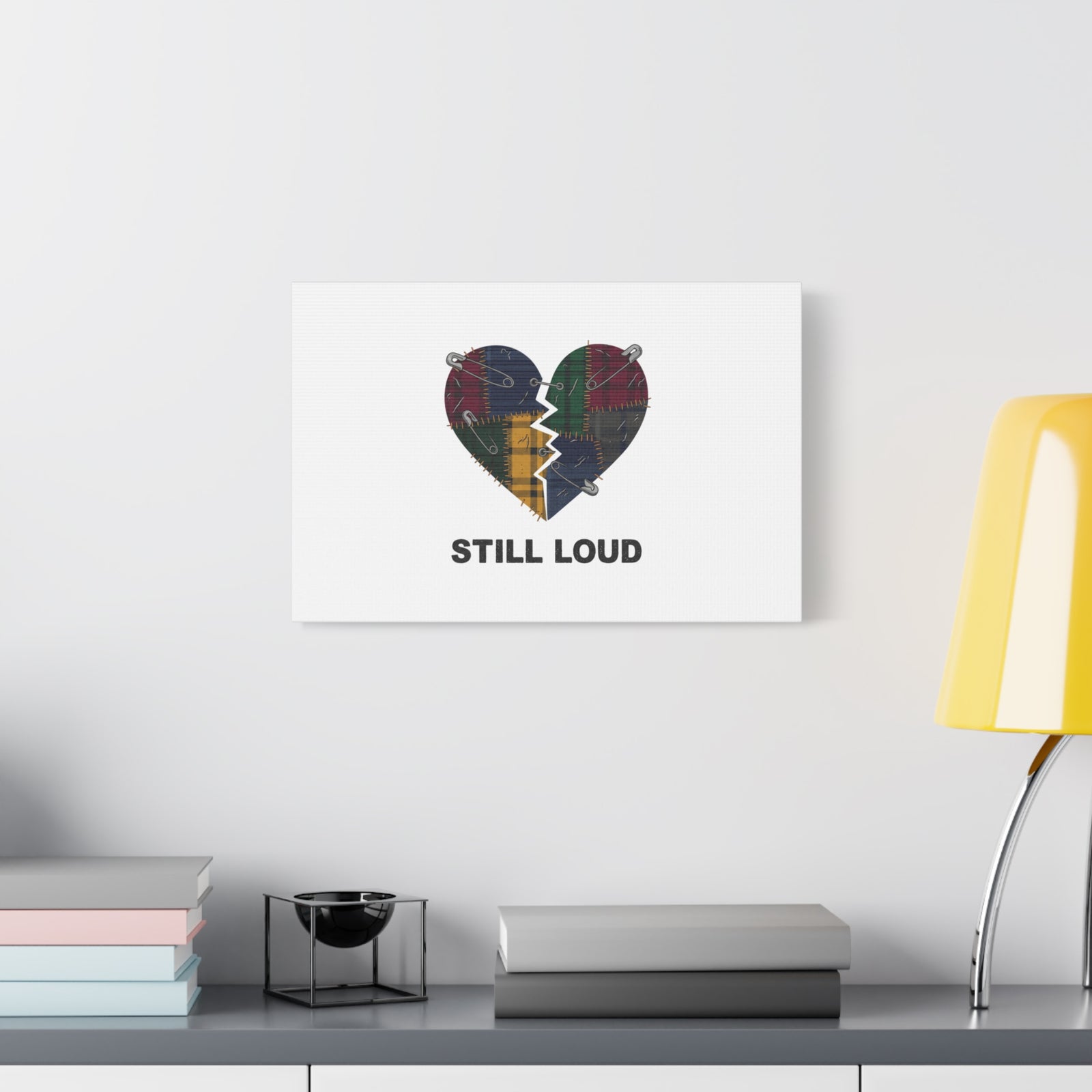 Plaid Patchwork Heart Canvas | Grunge Revival 90s Punk Wall Art