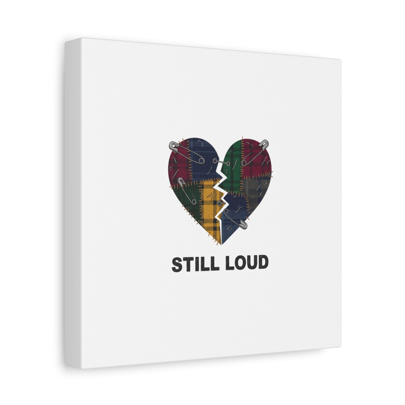 Plaid Patchwork Heart Canvas | Grunge Revival 90s Punk Wall Art