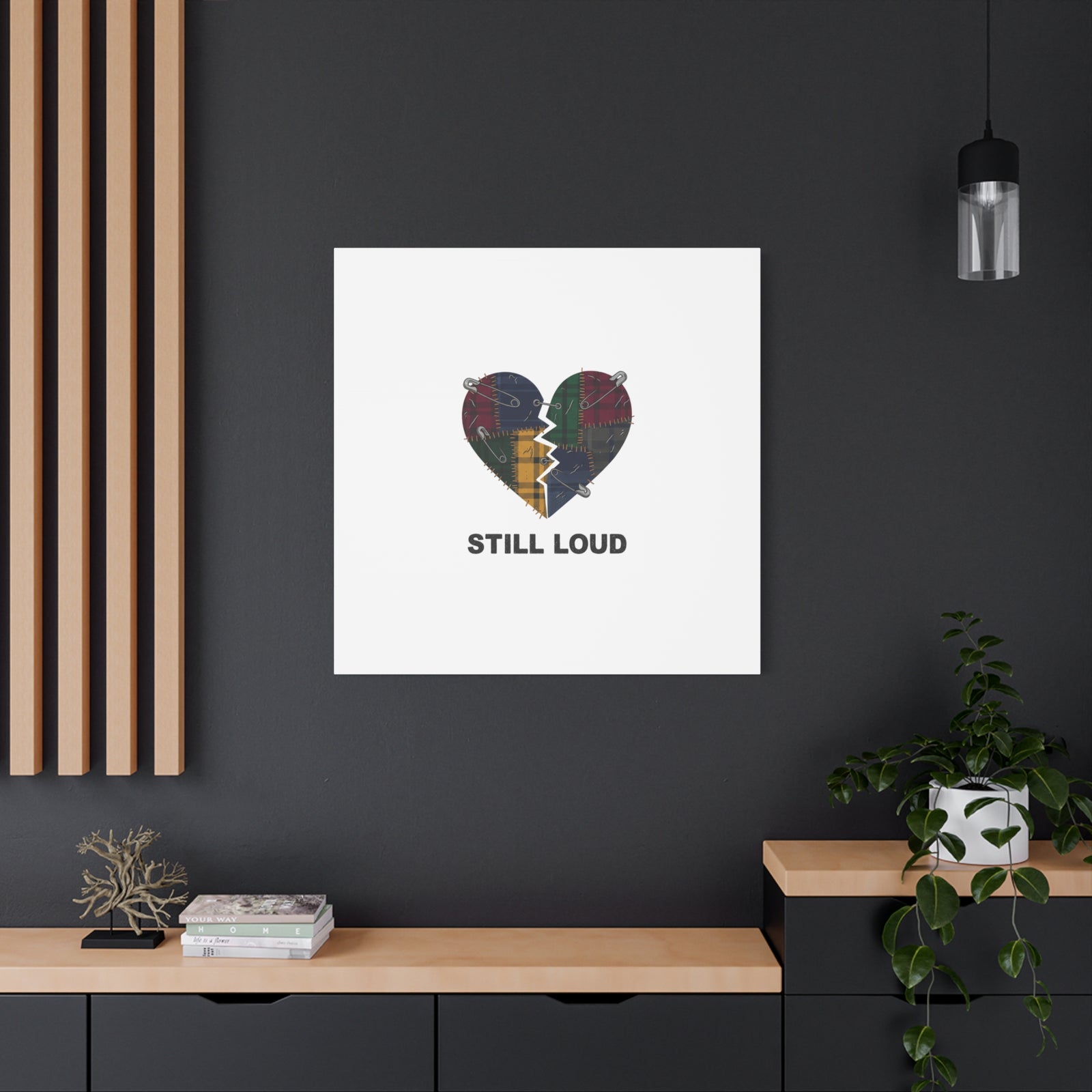 Plaid Patchwork Heart Canvas | Grunge Revival 90s Punk Wall Art