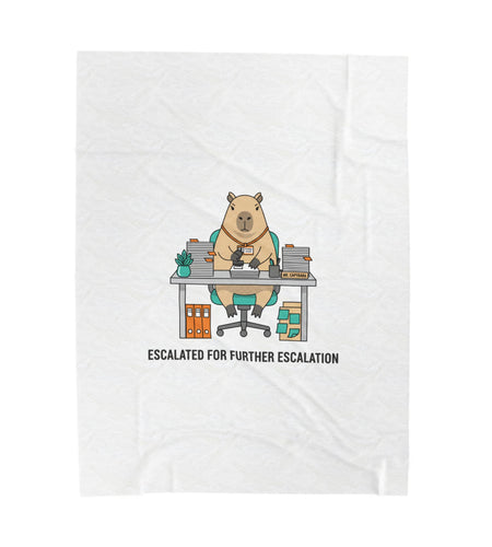 Escalated for Further Escalation Velveteen Blanket | Unhinged Animal Bureaucracy, Office Bear Illustration