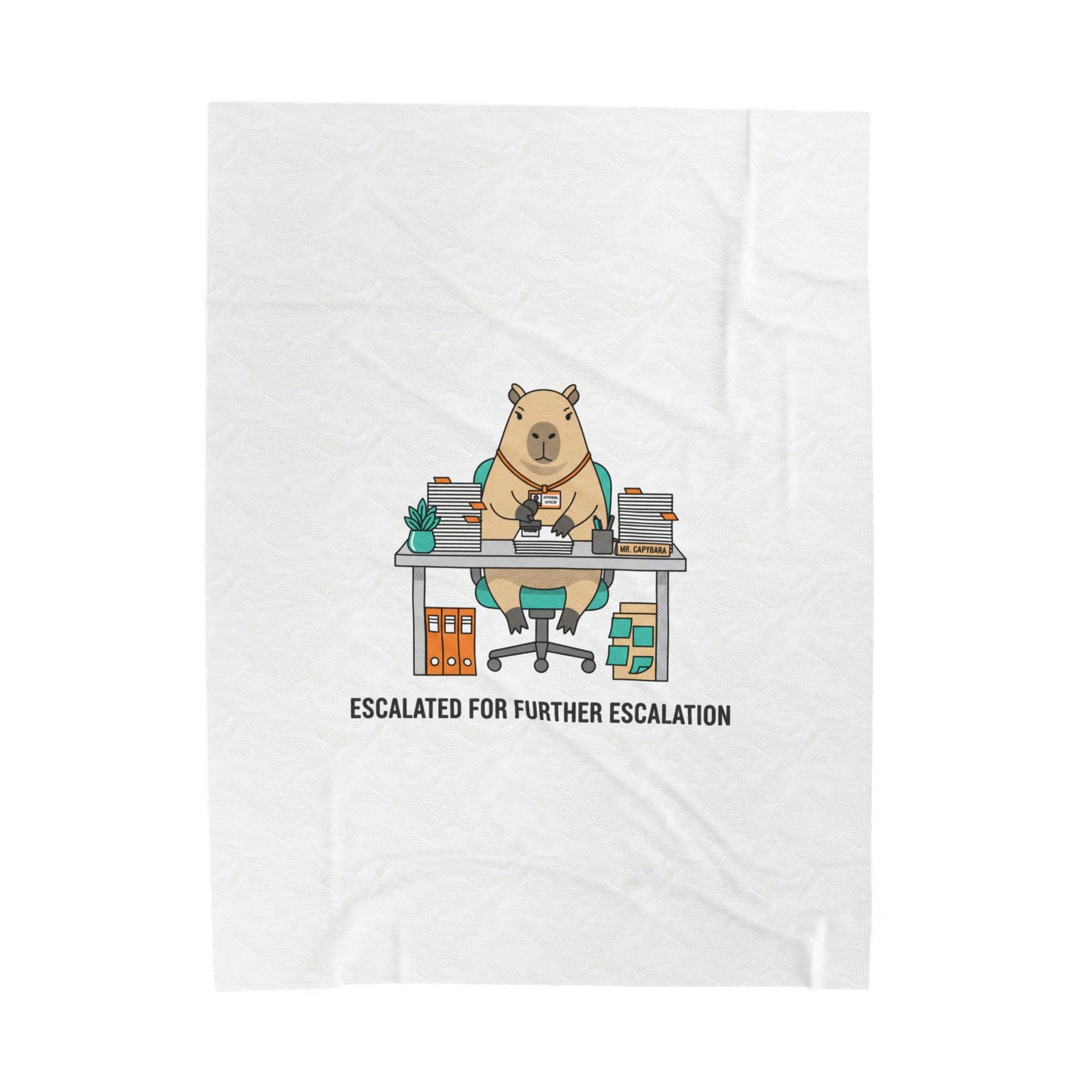 Escalated for Further Escalation Velveteen Blanket | Unhinged Animal Bureaucracy, Office Bear Illustration