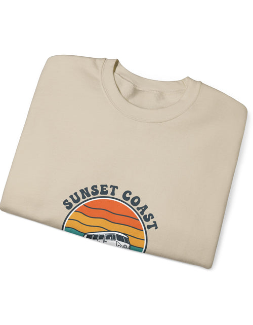 Load image into Gallery viewer, Sunset Coast VW Van Crewneck Sweatshirt | 70s Sunset Retro Surf Graphic
