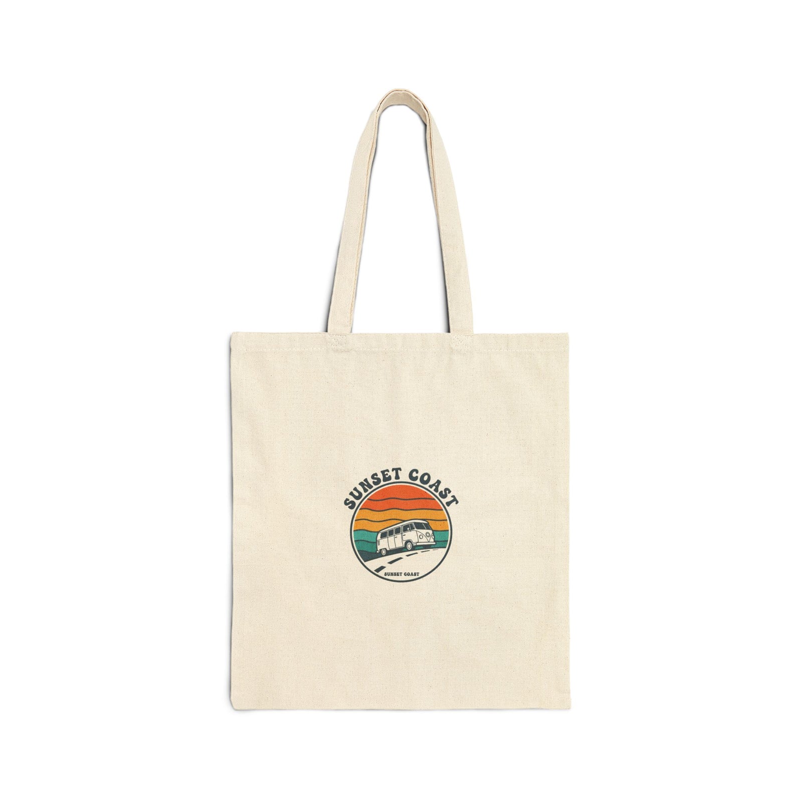 Sunset Coast Retro Surf Tote | 1970s Sunset, Vintage Palm Graphic