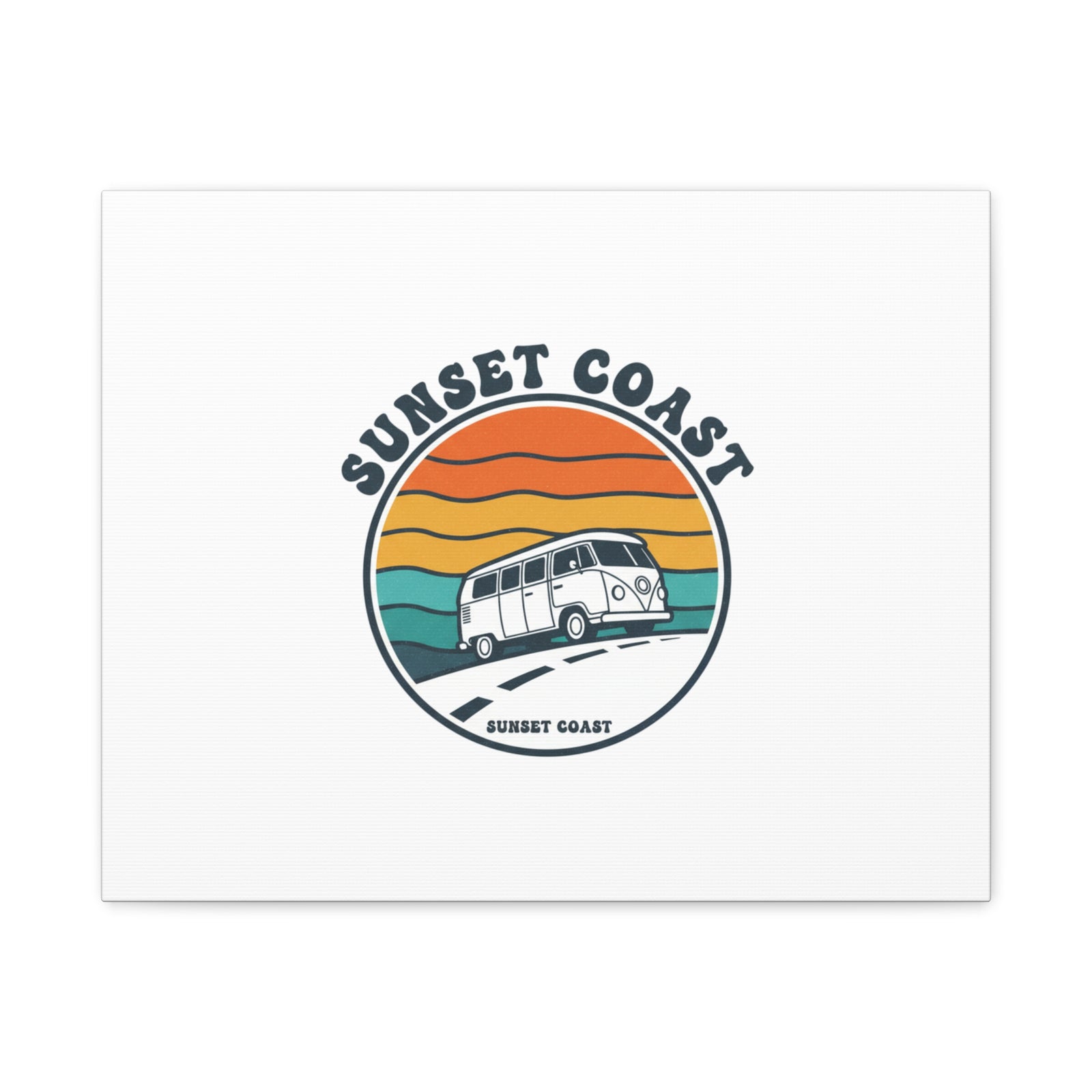 Sunset Coast Retro VW Bus Matte Canvas, 1970s Sunset Palm Poster | Vintage Surf Roadtrip