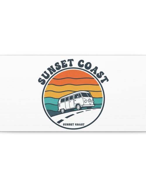 Load image into Gallery viewer, Sunset Coast Retro VW Bus Matte Canvas, 1970s Sunset Palm Poster | Vintage Surf Roadtrip
