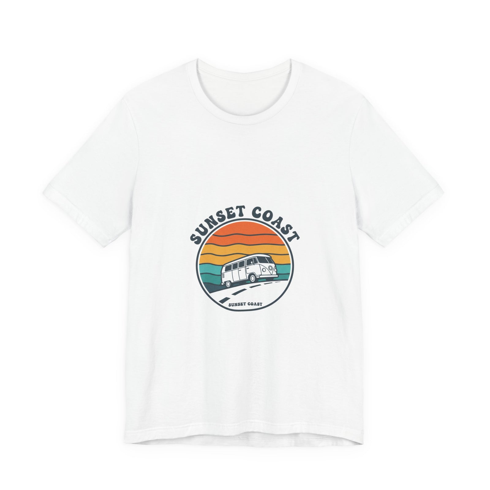 Sunset Coast Retro Surf Graphic Tee | 70s Sunset Shirt, Vintage Palm Postcard
