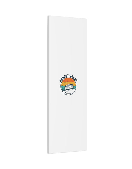 Load image into Gallery viewer, Sunset Coast Retro VW Bus Matte Canvas, 1970s Sunset Palm Poster | Vintage Surf Roadtrip
