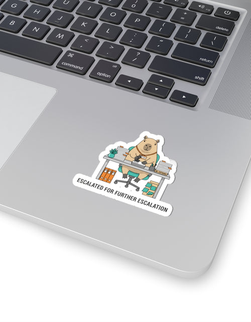 Load image into Gallery viewer, Escalated for Further Escalation Kiss-Cut Sticker | Unhinged Animal Bureaucracy, Office Bear Illustration
