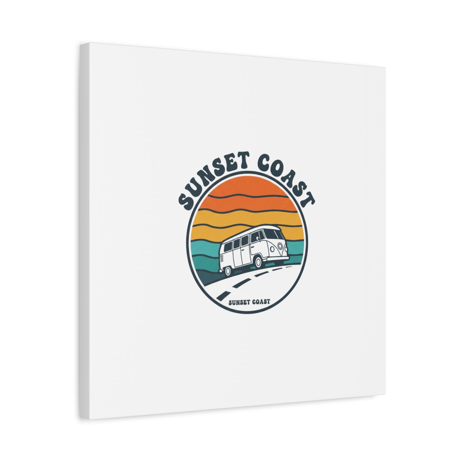 Sunset Coast Retro VW Bus Matte Canvas, 1970s Sunset Palm Poster | Vintage Surf Roadtrip