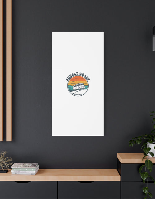 Load image into Gallery viewer, Sunset Coast Retro VW Bus Matte Canvas, 1970s Sunset Palm Poster | Vintage Surf Roadtrip
