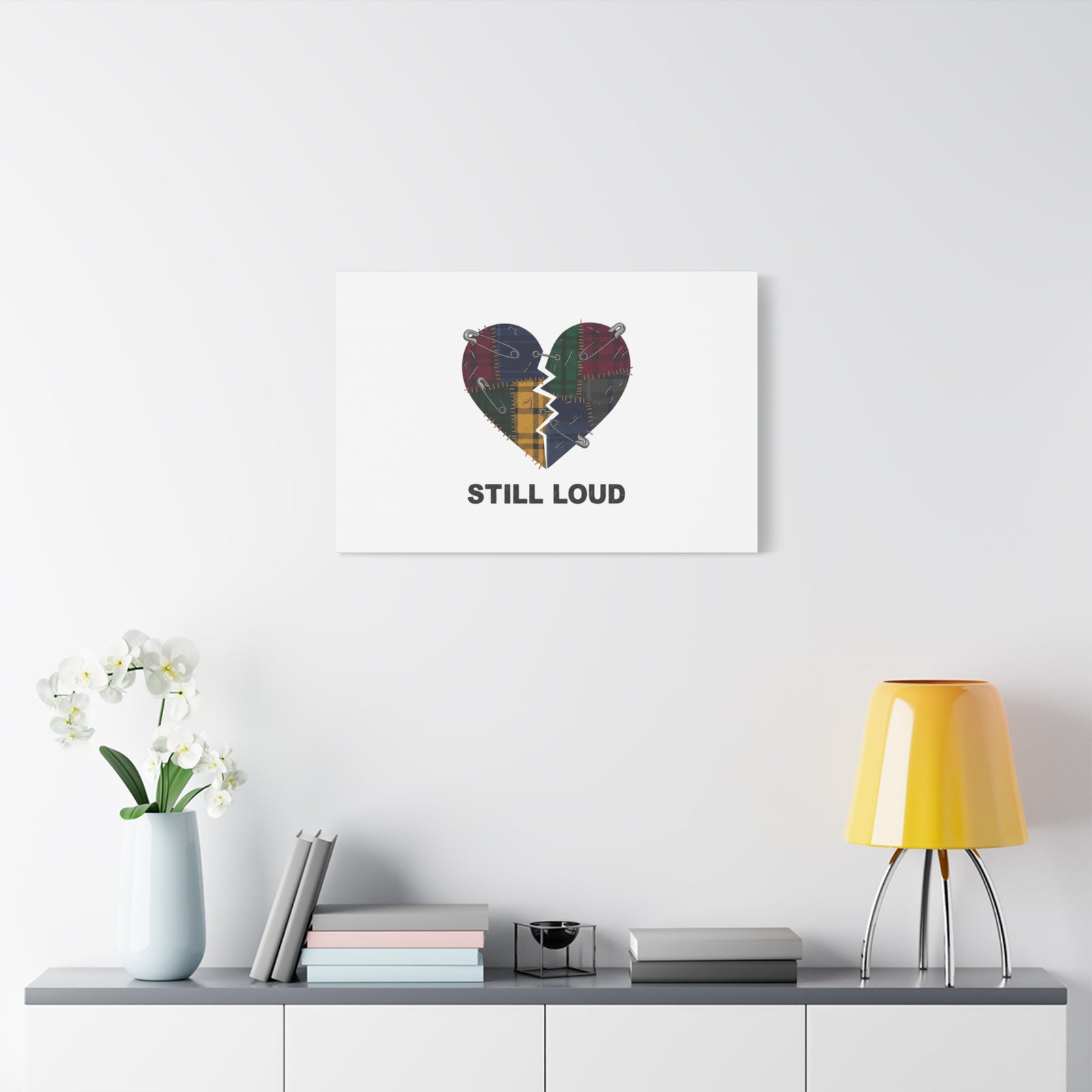 Plaid Patchwork Heart Canvas | Grunge Revival 90s Punk Wall Art