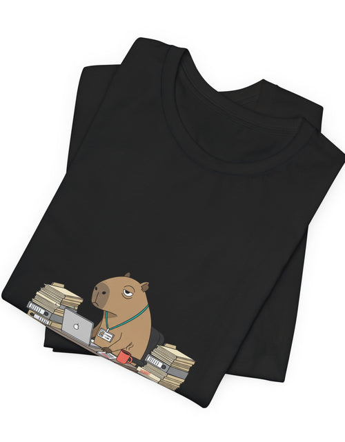 Load image into Gallery viewer, Status Pending Bear Desk Tee | Unhinged Animal Bureaucracy, office animal illustration
