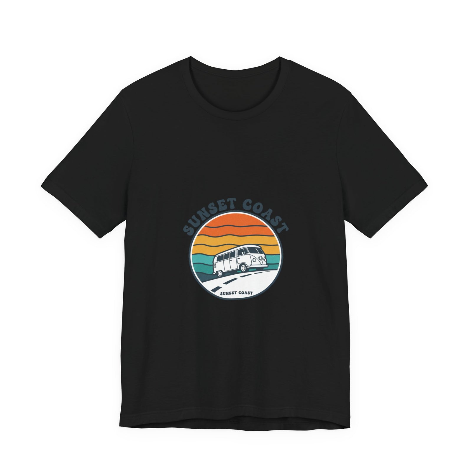 Sunset Coast Retro Surf Graphic Tee | 70s Sunset Shirt, Vintage Palm Postcard