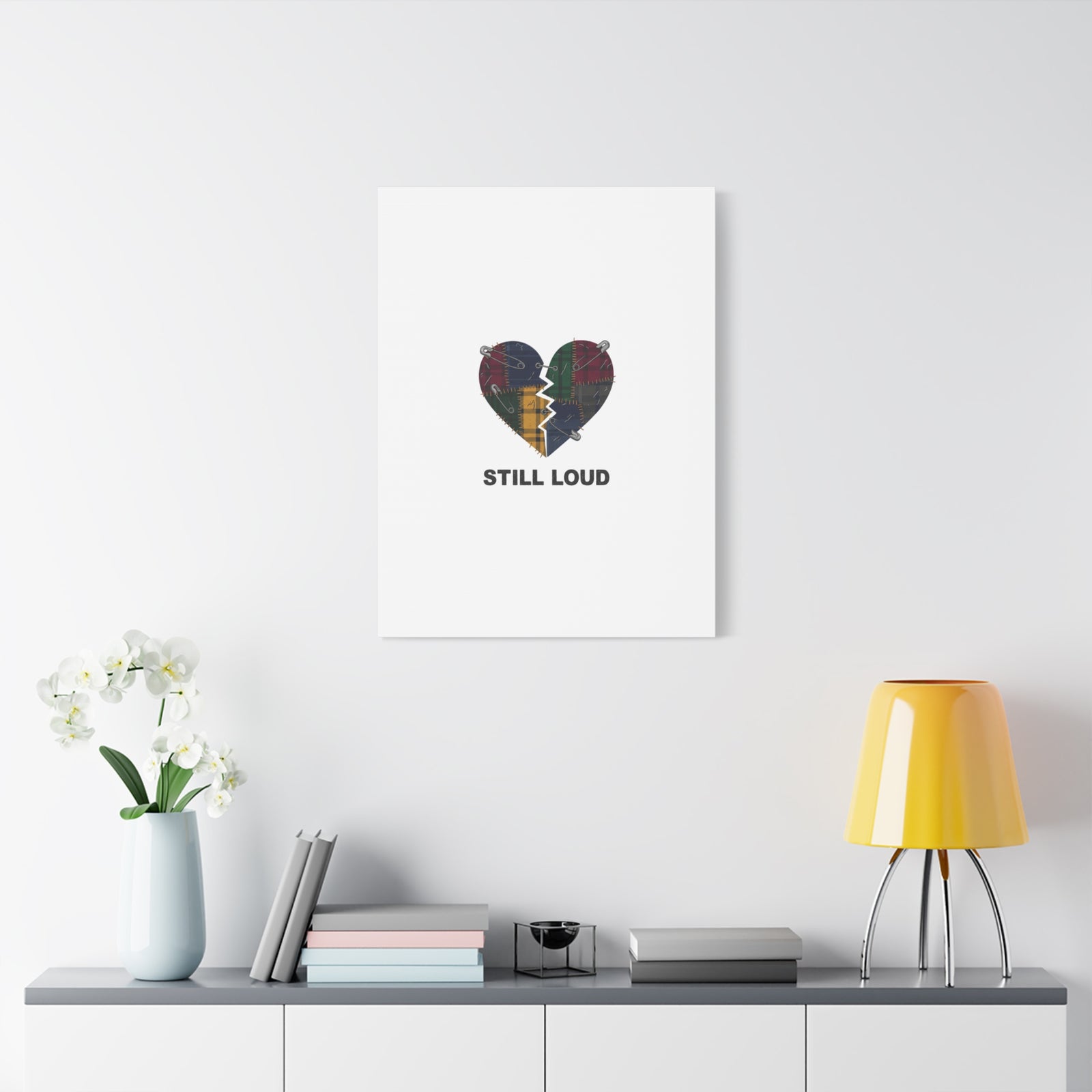 Plaid Patchwork Heart Canvas | Grunge Revival 90s Punk Wall Art