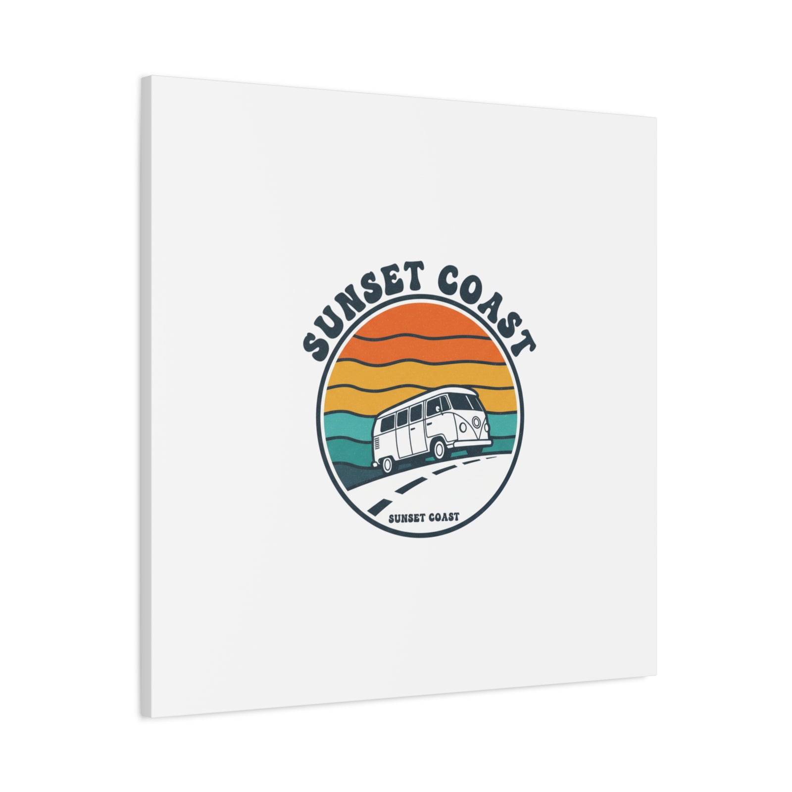 Sunset Coast Retro VW Bus Matte Canvas, 1970s Sunset Palm Poster | Vintage Surf Roadtrip