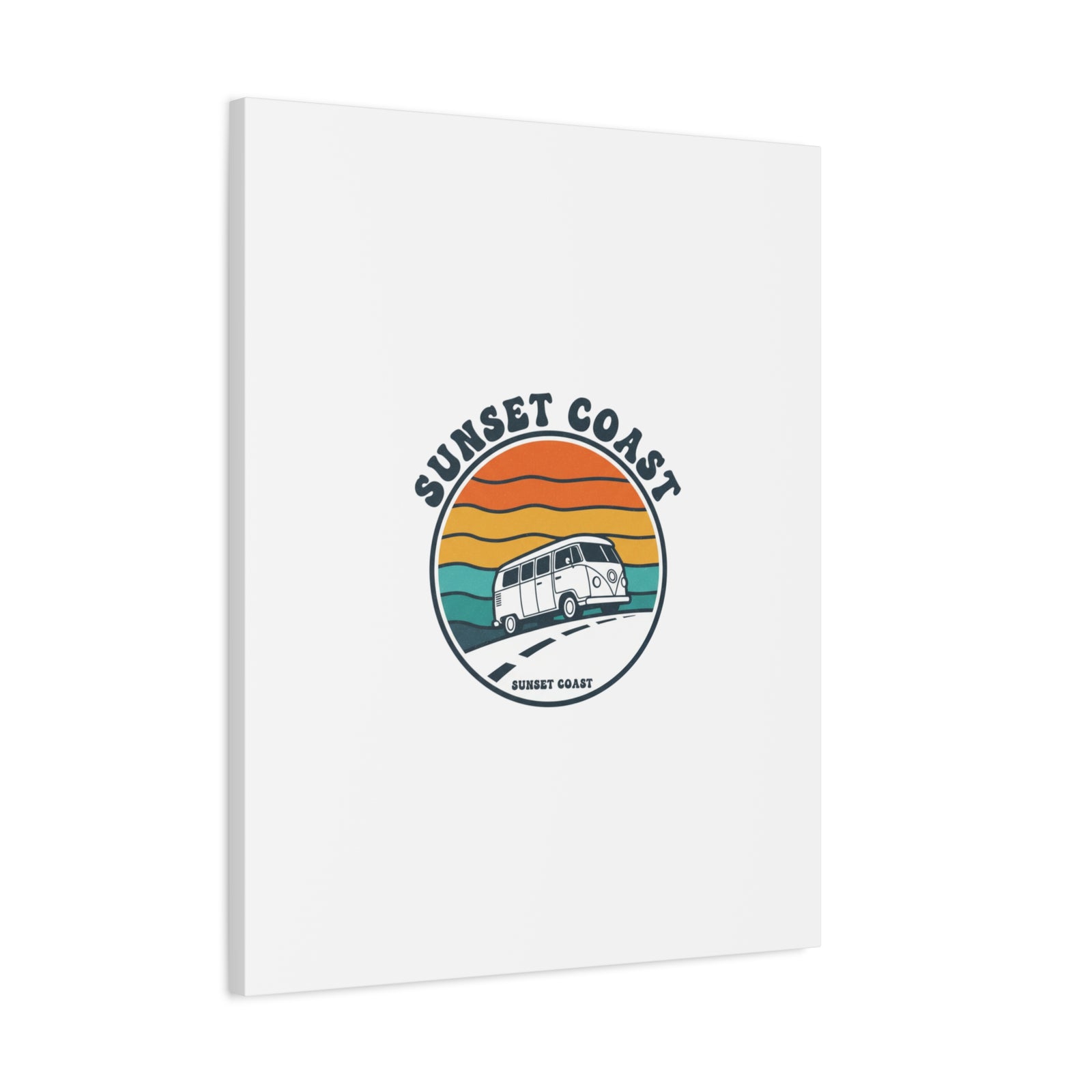 Sunset Coast Retro VW Bus Matte Canvas, 1970s Sunset Palm Poster | Vintage Surf Roadtrip