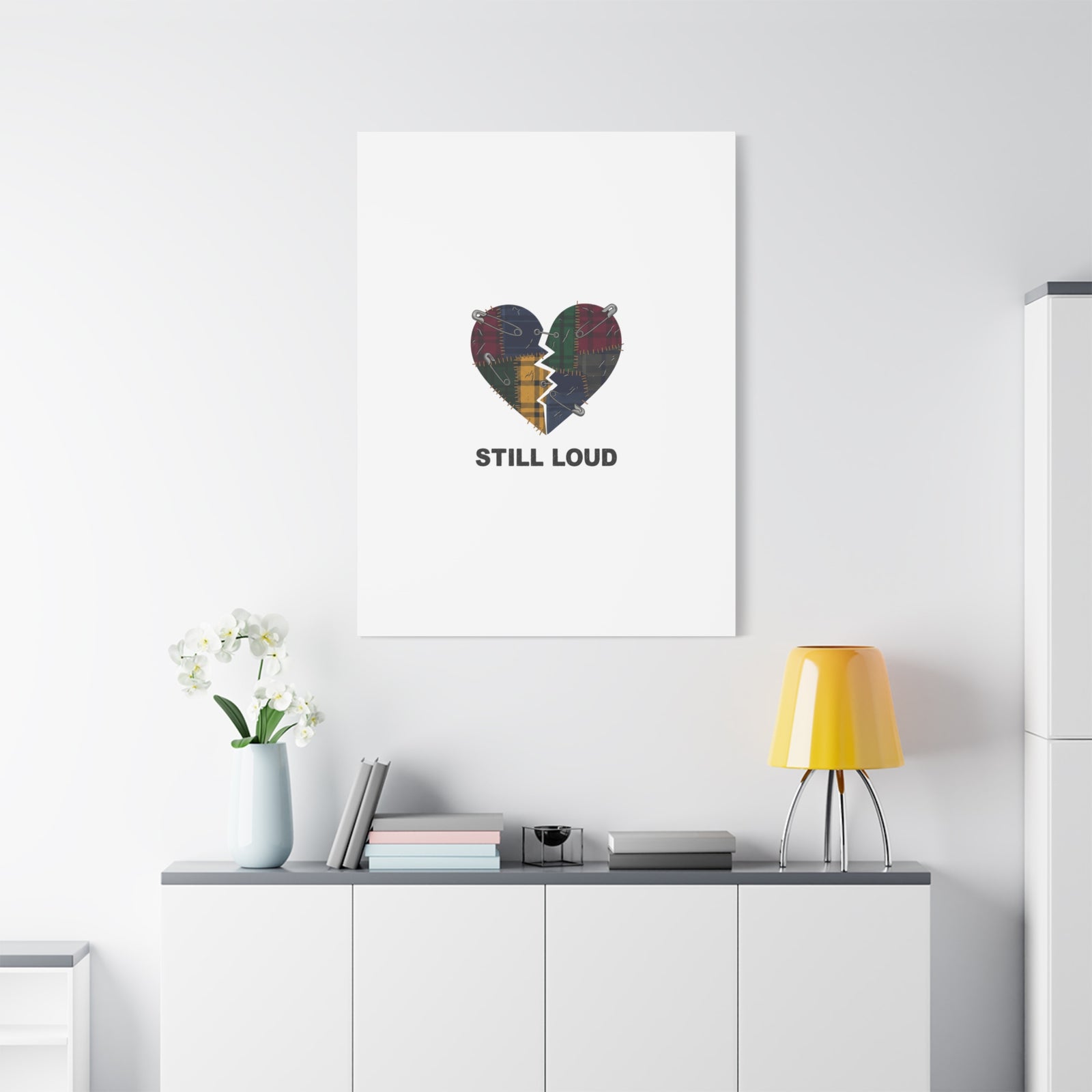 Plaid Patchwork Heart Canvas | Grunge Revival 90s Punk Wall Art