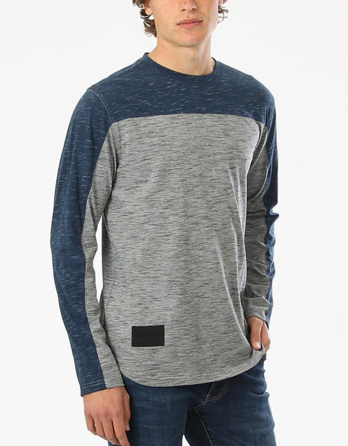 Load image into Gallery viewer, Athletic Color Block Long Sleeve Curved Hemline Casual Shirt
