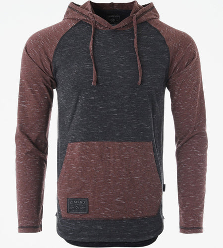 ZIMEGO Mens Long Sleeve Lightweight Hooded Henley – Color Block Pullover Hoodie  for Casual Gym Workout Travel