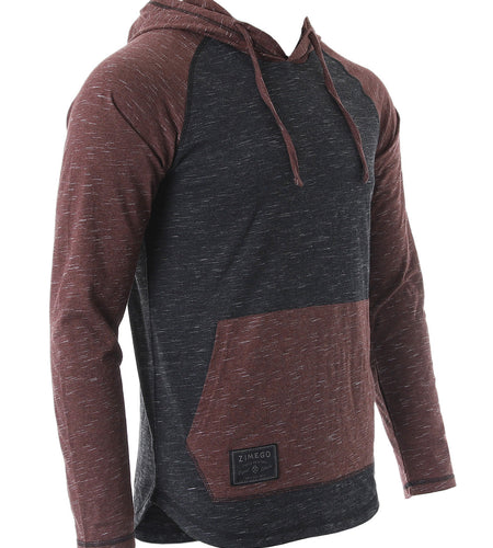 ZIMEGO Mens Long Sleeve Lightweight Hooded Henley – Color Block Pullover Hoodie  for Casual Gym Workout Travel