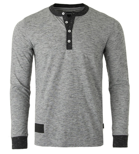 ZIMEGO Men's Long Sleeve Contrast Button Placket Neck Cuffs Casual Henley Shirts