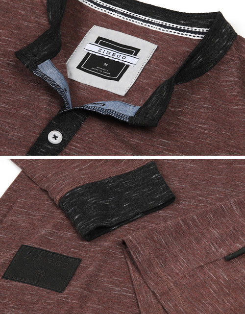 Load image into Gallery viewer, ZIMEGO Men's Long Sleeve Contrast Button Placket Neck Cuffs Casual Henley Shirts
